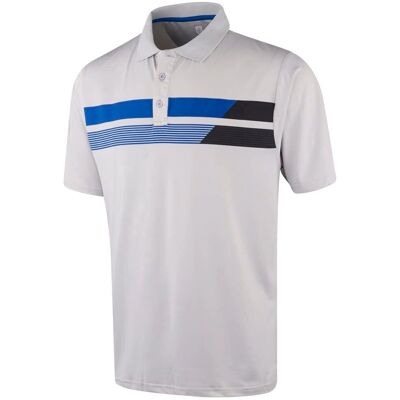 Island Green Silver White Men's Asymetric Print Golf Polo Shirt - Golf Polo Shirt Island Green Silver White Men's Asymetric Print Golf Polo Shirt - Golf Polo Shirt