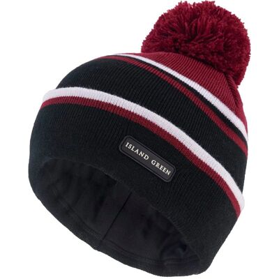 Island Green Donkerrood Gebreide Bobbel Hoed - Winter Golf Accessoire Island Green Donkerrood Gebreide Bobbel Hoed - Winter Golf Accessoire