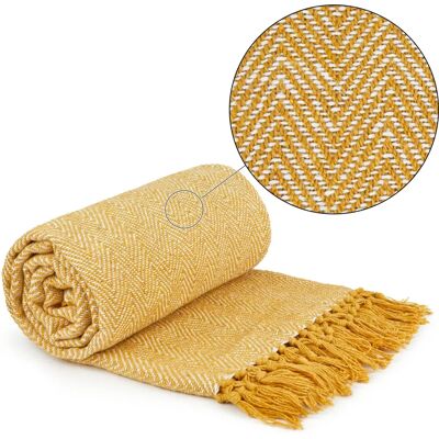 Emma Barclay HER5060OCH Recycled Cotton Herringbone Throw - Blanket Emma Barclay HER5060OCH Recycled Cotton Herringbone Throw - Blanket