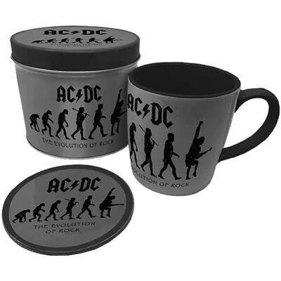 Set regalo AC/DC - Scatola in metallo con tazza e sottobicchiere - L'evoluzione del rock Set regalo AC/DC - Scatola in metallo con tazza e sottobicchiere - L'evoluzione del rock