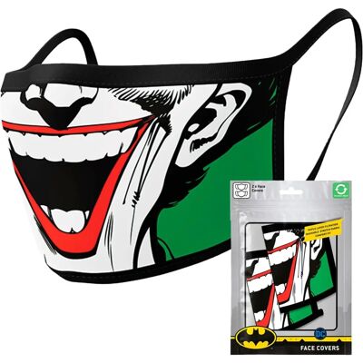 DC Comics Joker Dreischichtige Baumwoll-Gesichtsmaske - 2er Pack DC Comics Joker Dreischichtige Baumwoll-Gesichtsmaske - 2er Pack