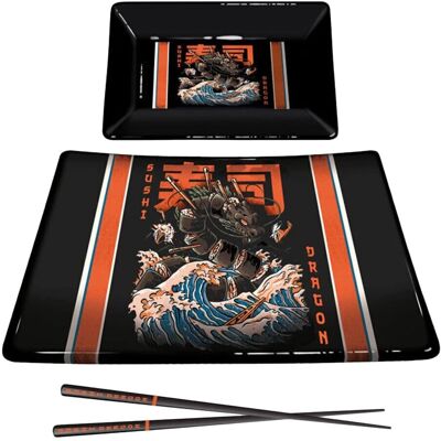 Set Sushi Dragon di Pyramid International - Ceramica Nera Set Sushi Dragon di Pyramid International - Ceramica Nera