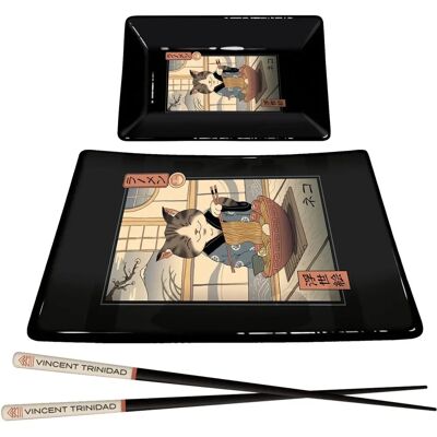 Vincent Trinidad Neko Ramen Ukiyo Sushi Set - Set of 4 Vincent Trinidad Neko Ramen Ukiyo Sushi Set - Set of 4