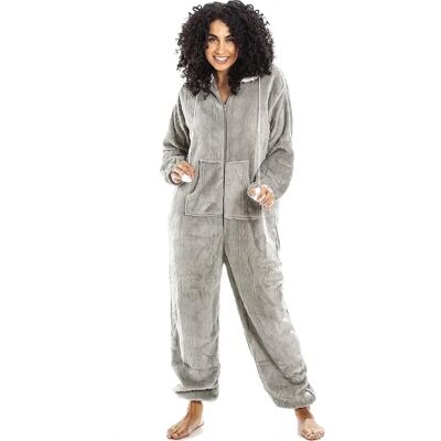 Camille Supersoft Hooded Onesie - All In One - Grey - 14-16 Camille Supersoft Hooded Onesie - All In One - Grey - 14-16