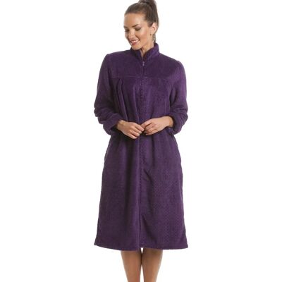 Camille Soft Fleece Purple Zip Front House Coat - Women’s 10-12 Camille Soft Fleece Purple Zip Front House Coat - Women’s 10-12