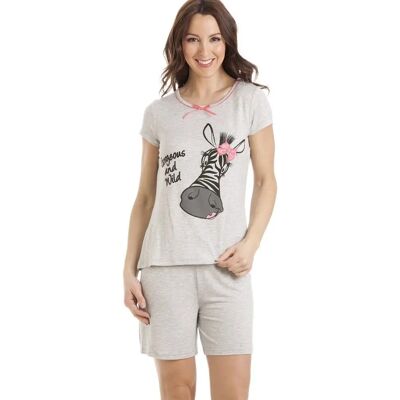 Camille Grey Zebra Short Sleeve Pyjamas - Pyjamas Camille Grey Zebra Short Sleeve Pyjamas - Pyjamas