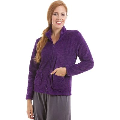 Camille Zip Front Purple Soft Fleece Bed Jacket - Bed Jacket Camille Zip Front Purple Soft Fleece Bed Jacket - Bed Jacket