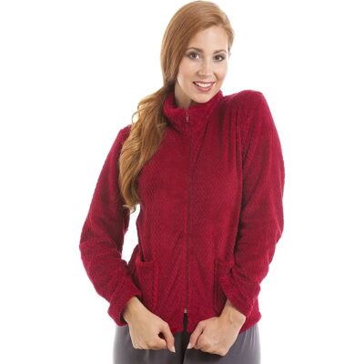 Camille Zip Front Soft Textured Fleece Bed Jacket - Bed Jacket Camille Zip Front Soft Textured Fleece Bed Jacket - Bed Jacket