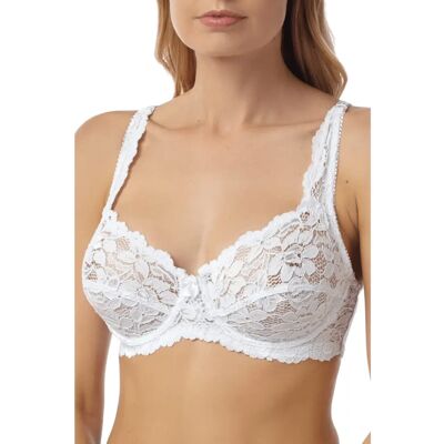 Camille Classic White Floral Lace Underwired Bra - Bra Camille Classic White Floral Lace Underwired Bra - Bra