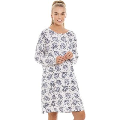 Camille White Floral Leaf Nightdress - Nightdress Camille White Floral Leaf Nightdress - Nightdress