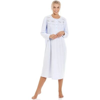 Camille Light Blue Long Sleeve Nightdress - Nightdress Camille Light Blue Long Sleeve Nightdress - Nightdress