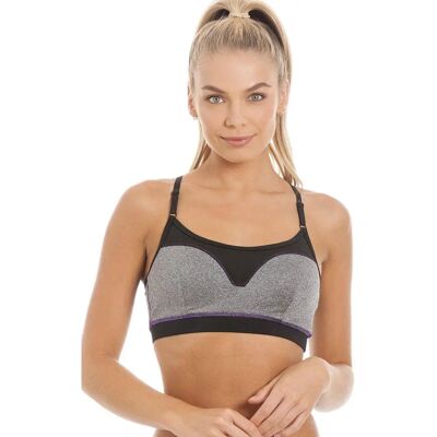 Camille Women's Black & Grey Sports Bra - Sport Type Camille Women's Black & Grey Sports Bra - Sport Type