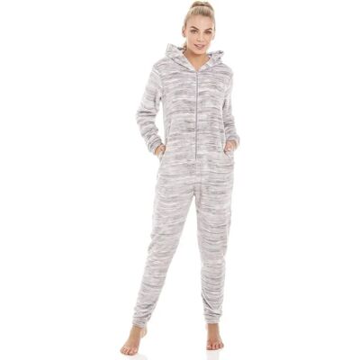 Camille Model Cętkowany Grey Supersoft Fleece Hooded Onesie - All In One Camille Model Cętkowany Grey Supersoft Fleece Hooded Onesie - All In One