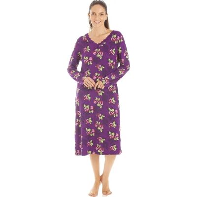 Camille Purple Floral Nightdress V-neck - Nightdress Camille Purple Floral Nightdress V-neck - Nightdress