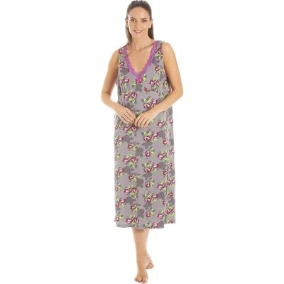 Camille Floral Print Spandex Knee Length Chemise - Chemise Camille Floral Print Spandex Knee Length Chemise - Chemise
