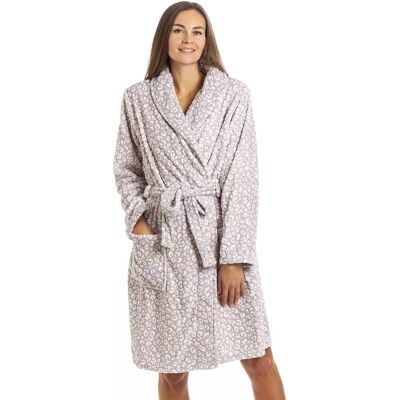 Camille Supersoft Leopard Bathrobe - Women’s Mauve 18-20 Camille Supersoft Leopard Bathrobe - Women’s Mauve 18-20