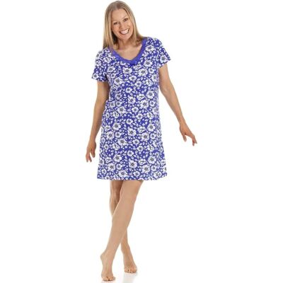 Camille Navy Blue Floral Nightdress - Nightdress Camille Navy Blue Floral Nightdress - Nightdress