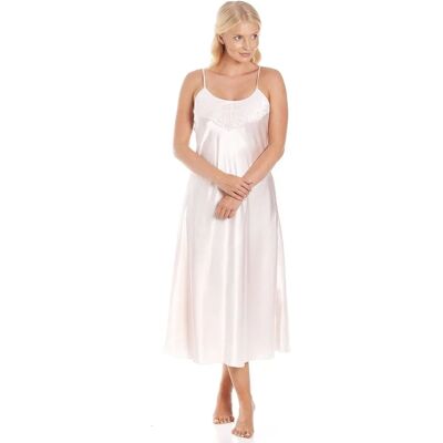 Camille Peach Long Satin Chemise - Chemise Camille Peach Long Satin Chemise - Chemise