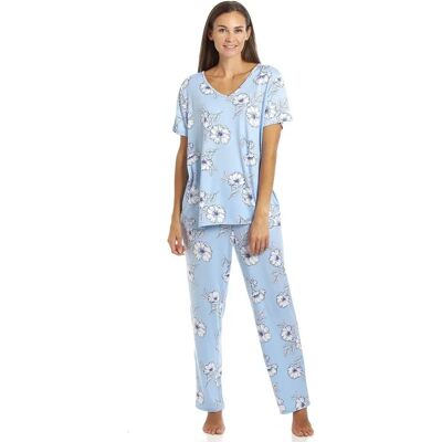 Camille Blue Floral Full Length Pyjama Set - Pyjama Set Camille Blue Floral Full Length Pyjama Set - Pyjama Set