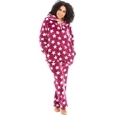 Camille Burgundy Star Print Pyjama Set - Pyjama Set Camille Burgundy Star Print Pyjama Set - Pyjama Set