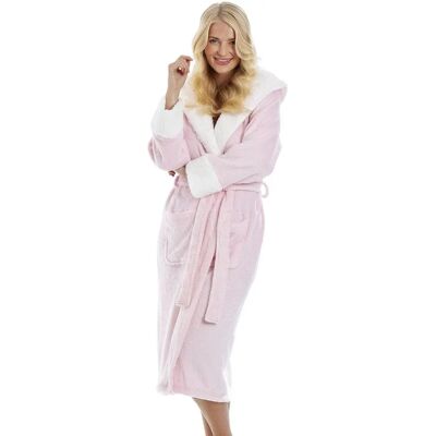 Camille Deep Pile Fleece Bathrobe - Women’s Pink Winter Nightwear Camille Deep Pile Fleece Bathrobe - Women’s Pink Winter Nightwear