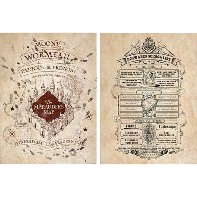 Pyramid International Harry Potter Poster-Set - Karte & Schulliste, 2 Poster, 52x38cm Pyramid International Harry Potter Poster-Set - Karte & Schulliste, 2 Poster, 52x38cm