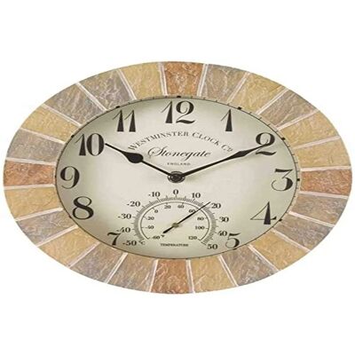 Smart Garden Stonegate Sandstone 10in Wall Clock - Wall Clock and Thermometer Smart Garden Stonegate Sandstone 10in Wall Clock - Wall Clock and Thermometer
