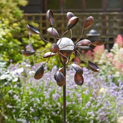 Eolienne décorative solaire - Globe en verre craquelé - Hauteur 1,3m - Décoration jardin - Publicité Eolienne décorative solaire - Globe en verre craquelé - Hauteur 1,3m - Décoration jardin - Publicité