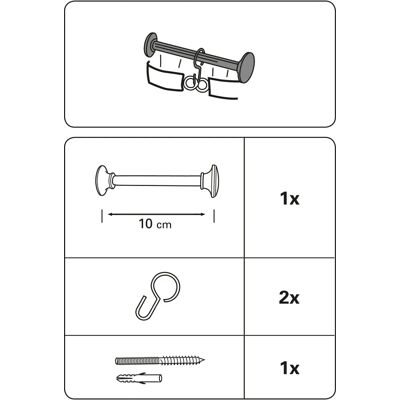GARDINIA Metal Curtain Holder with 2 Hooks - Curtain Accessory GARDINIA Metal Curtain Holder with 2 Hooks - Curtain Accessory