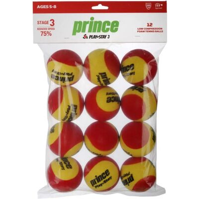 Pelotas de tenis Prince Stage 3 - Pack de 12 - Amarillo Pelotas de tenis Prince Stage 3 - Pack de 12 - Amarillo