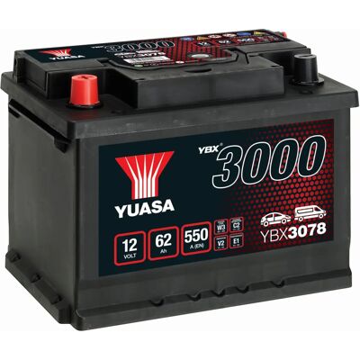 Yuasa Ybx3000 - 12V 62Ah 550A Starter Battery - Automotive Yuasa Ybx3000 - 12V 62Ah 550A Starter Battery - Automotive