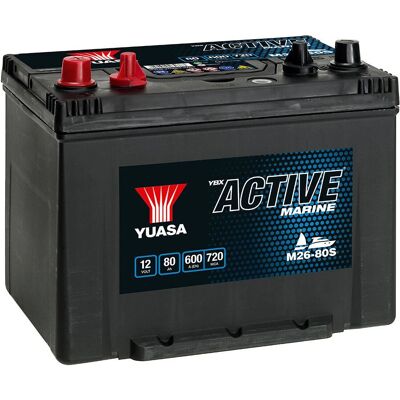 Yuasa M26-80S Marine Vehicle Battery - 80 Ah, 12 V, 600 A Yuasa M26-80S Marine Vehicle Battery - 80 Ah, 12 V, 600 A