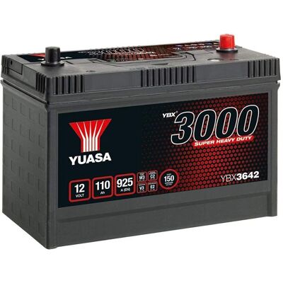 Yuasa YBX3000 Super Heavy Duty Car Battery - 110Ah, 12V, 925A - Land Rover Compatible Yuasa YBX3000 Super Heavy Duty Car Battery - 110Ah, 12V, 925A - Land Rover Compatible