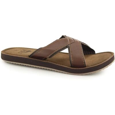 PDQ Kris Brown Faux Leather Crossover Mule Sandal - Sandal PDQ Kris Brown Faux Leather Crossover Mule Sandal - Sandal