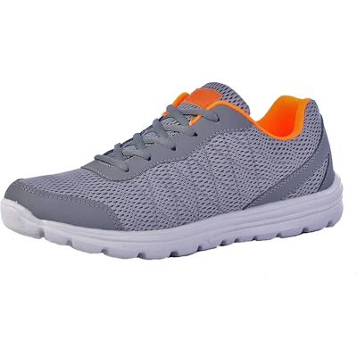 DEK Hyde Park Grey/Orange Textile Mesh Men's Running Trainers - Running Trainers DEK Hyde Park Grey/Orange Textile Mesh Men's Running Trainers - Running Trainers