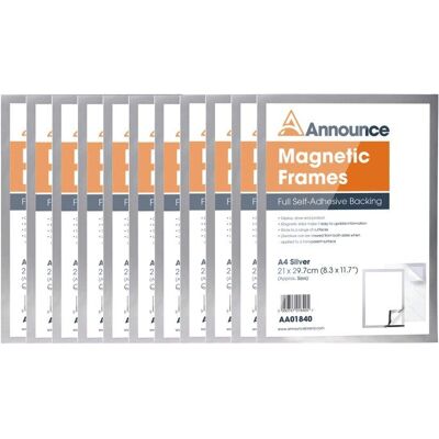 Announce Magnetic Frame A4 Silver - Pack of 10 Announce Magnetic Frame A4 Silver - Pack of 10