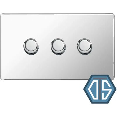 Nexus Bg Screwless Fpc83 Polished Chrome Trailing Edge Triple Dimmer Switch 2 Way Led Nexus Bg Screwless Fpc83 Polished Chrome Trailing Edge Triple Dimmer Switch 2 Way Led
