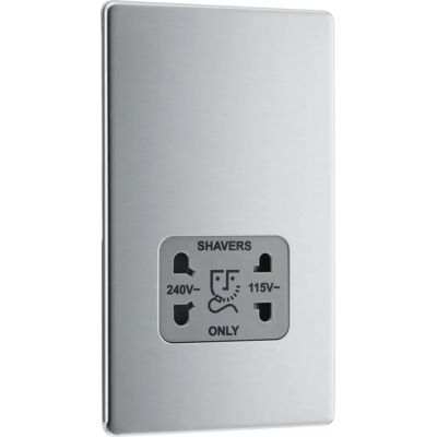 BG ELECTRICAL NBS20G Power Outlet - Double Voltage, Brushed Steel BG ELECTRICAL NBS20G Power Outlet - Double Voltage, Brushed Steel