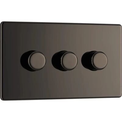 BG Electrical - Screwless Flat Plate Triple Dimmer - Black Nickel - 2-Way - Light switch BG Electrical - Screwless Flat Plate Triple Dimmer - Black Nickel - 2-Way - Light switch