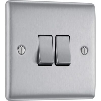 British General NBS42 Stainless Steel Light Switch - 2 Gang, 2 Way British General NBS42 Stainless Steel Light Switch - 2 Gang, 2 Way