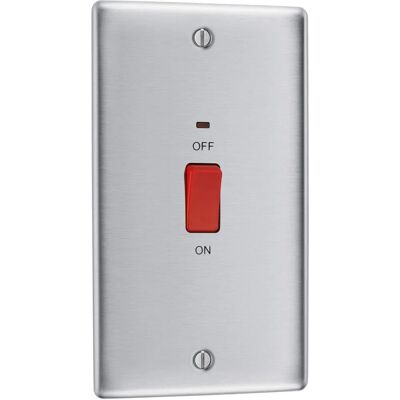 British General NBS72 45amp Brushed Steel Cooker Switch - Switch British General NBS72 45amp Brushed Steel Cooker Switch - Switch