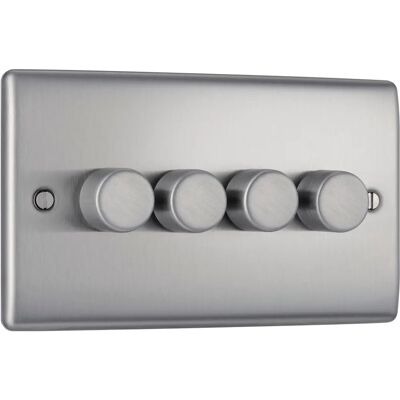 Masterplug NBS84P 400W 4-Gang Brushed Steel Dimmer Switch - Switch Masterplug NBS84P 400W 4-Gang Brushed Steel Dimmer Switch - Switch