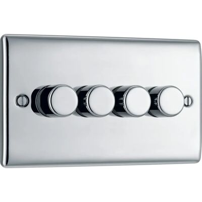 Masterplug - 4 Gang 2 Way - Polished Chrome - Dimmer Switch Masterplug - 4 Gang 2 Way - Polished Chrome - Dimmer Switch