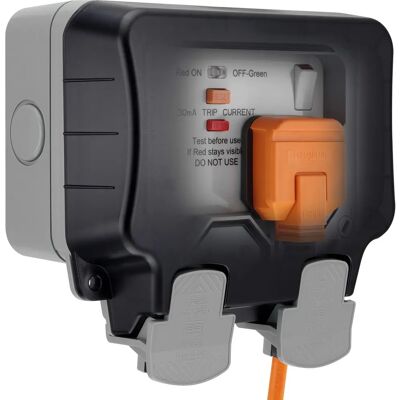 British General WP22RCD 13A 2-Gang Storm Weatherproof Outdoor RCD Socket British General WP22RCD 13A 2-Gang Storm Weatherproof Outdoor RCD Socket