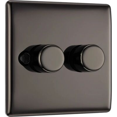 BG - Nexus Metal - 2 Gang 2 Way - 400W Black Nickel - Dimmer BG - Nexus Metal - 2 Gang 2 Way - 400W Black Nickel - Dimmer