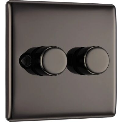 BG - Nexus Metal - 2 Gang 2 Way - 400W Black Nickel - Dimmer BG - Nexus Metal - 2 Gang 2 Way - 400W Black Nickel - Dimmer
