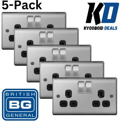 BG - Nexus-Metal Double 13A - Brushed Steel - Plug Socket BG - Nexus-Metal Double 13A - Brushed Steel - Plug Socket