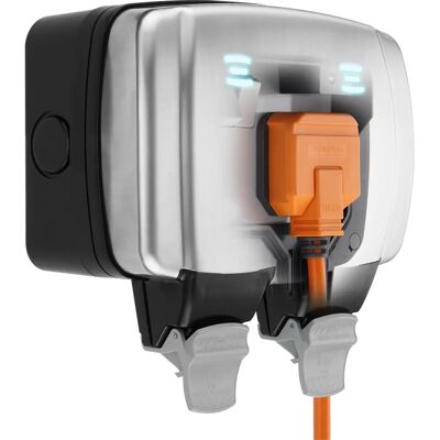Presa esterna doppia in acciaio inox resistente alle intemperie Bg - IP66 Presa esterna doppia in acciaio inox resistente alle intemperie Bg - IP66