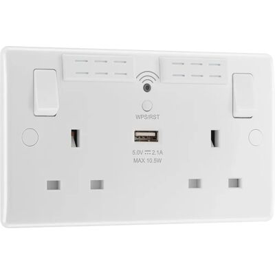 BG Nexus 822UWR-01 - twin switched socket - USB 2.1A - Wi-Fi range extender BG Nexus 822UWR-01 - twin switched socket - USB 2.1A - Wi-Fi range extender