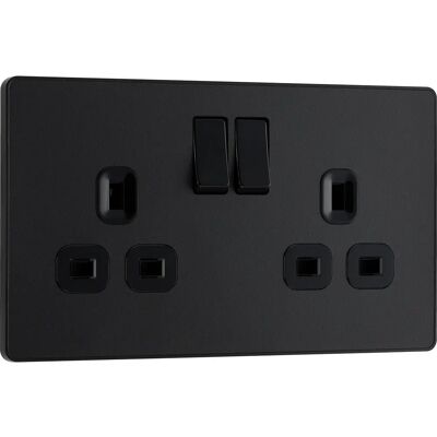 Bg Electrical Bg Evolve Podwójny Włącznik Gniazdko 13a Wzmacniacz Wi-Fi Usb-A Matowe Czarny - Pcdmb22uwrb Bg Electrical Bg Evolve Podwójny Włącznik Gniazdko 13a Wzmacniacz Wi-Fi Usb-A Matowe Czarny - Pcdmb22uwrb